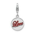 thumbnail image 1 of 925 Sterling Silver Rhodium plated Enameled Love With Lobster Clasp Charm Pendant; for Adults and Teens; for Women and Men, 1 of 1