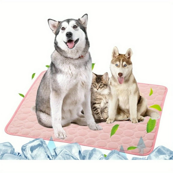 2pcs Pack XL Dog Self Cooling Mat Pet Washable Pads Breathable Pet Blanket Hot Weather Sleeping Kennel Mat, Ice Silk Sleep Mat Pad Non-Toxic Breathable Sleep Bed for Large Dogs Cats(70x100cm, Pink )