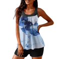 thumbnail image 3 of Tummy Control Mesh Rushed Tankini Bathing Suits for Women Two Piece Modest Blouson Tankini Top with Bikini Bottom, 3 of 9