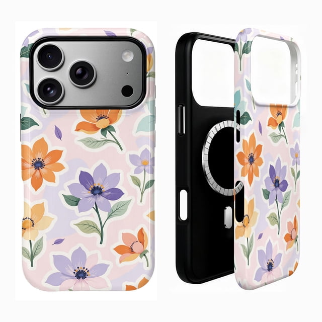 SKLYDDI Mignon Étui Floral Esthétique pour iPhone 16 Pro Max, Compatible avec MagSafe