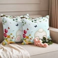 thumbnail image 2 of Easter Rabbits Foot Pillow Covers 2 Pack Spring Flowers Leaf Branches Teal Ombre Pillowcase Waterproof Outdoor Throw Pillow Cover for Patio Garden Square Cushion 26”x26”, 2 of 9