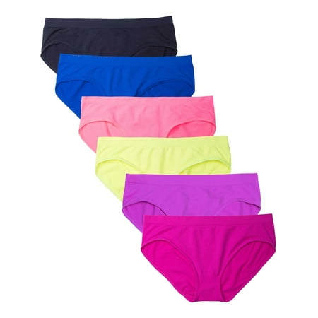 

Kalon Women s 6 Pack Hipster Brief Nylon Spandex Underwear (Medium Neons)
