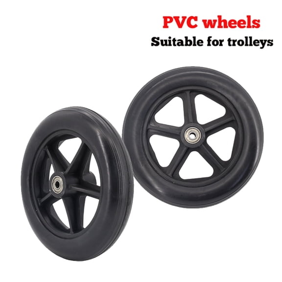 2 Pcs 8 Inch PVC Trolley Wheels, Heavy Duty 5-Spoke Replacement Wheels for Carts Hand Trucks, Smooth Rolling Casters for Luggage & Utility Dollies