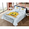 thumbnail image 4 of Ambesonne Emoji Fitted & Top Sheet Set with Shams, Alice Themed Tea O' Clock Art, Soft Blue Mustard Black, 4 of 5
