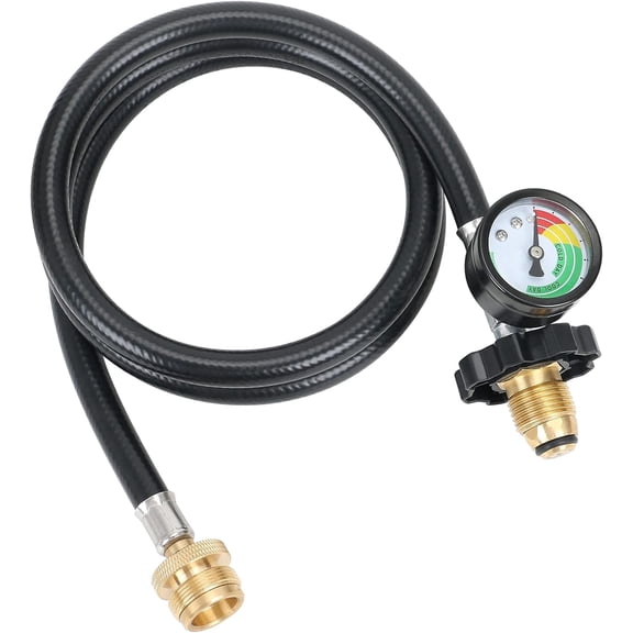4FT F273704 Heater Hose Adapter Assembly Replacement with Gauge, Compatible with Buddy Heater MH9B MH18B Series, Portable Grill and More 1lb Appliances