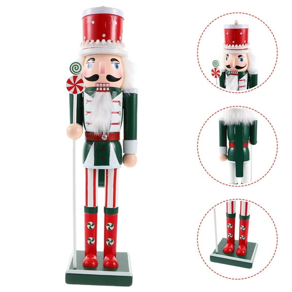 Supvox Nutcracker Decoration Wood Nutcracker Figurine Family Christmas Party 1Set