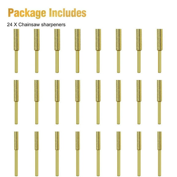 24 Pcs Diamond Chainsaw Sharpener Burr Grinding Stone File W/ 1/8 Shank Grinding Bit 5/32 3/16 7/32 Head For Rotary Tool