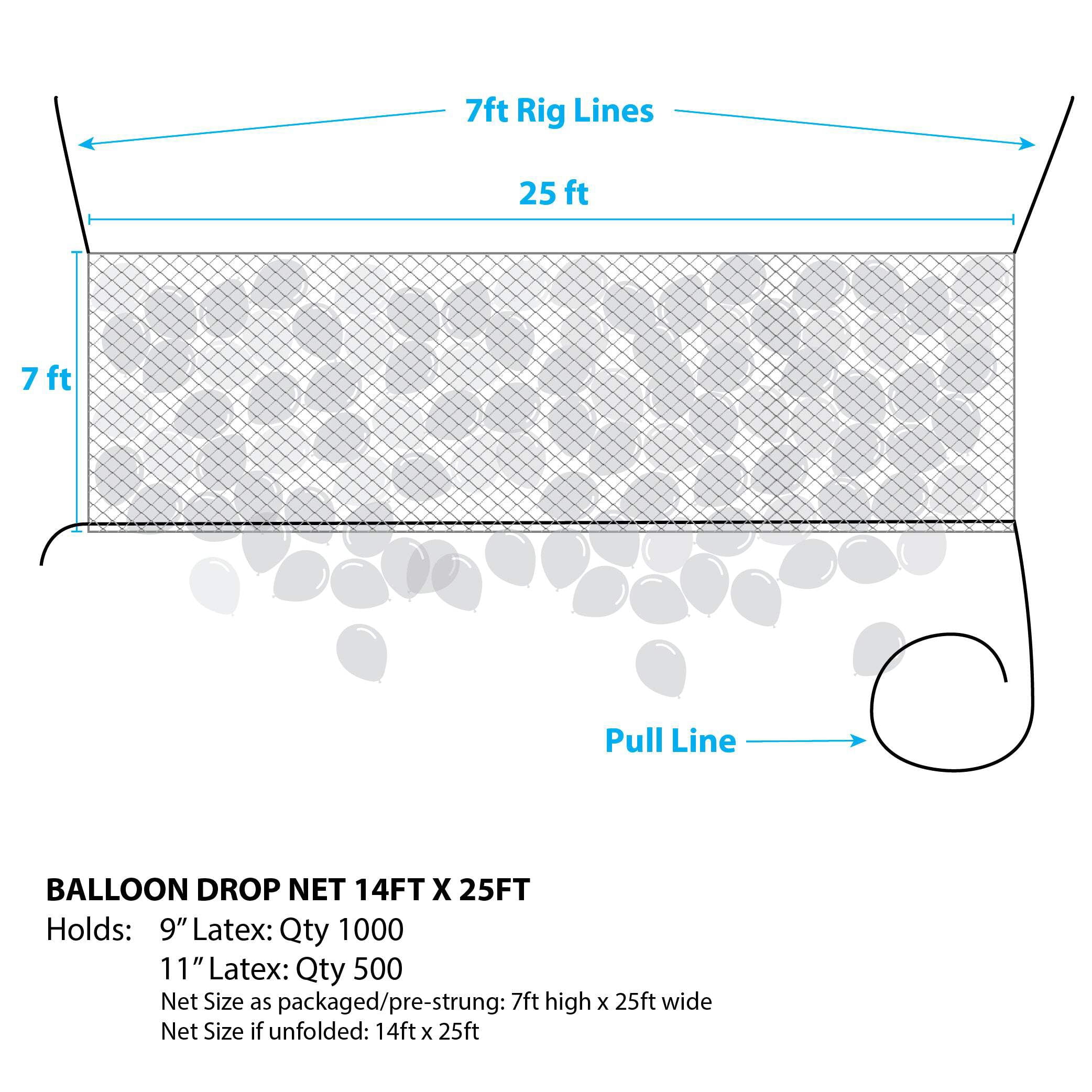 PMU Balloon Drop - Release Pre-Strung Netting - Balloon Drop for Birthday Celebration, Graduation, Anniversary, Wedding, New Year’s Eve Party Supplies - 1000 count, Pack of 1