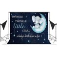 thumbnail image 4 of Telón de fondo para baby shower con diseño de estrella pequeña Twinkle Twinkle, elefante azul, para fotografía de niño, fondo de vinilo de 7 x 5 pies, pancarta para fiesta con temática de elefante, 4 of 5