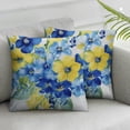 thumbnail image 3 of Acheng Yellow and Blue Throw Pillow Cushion Cover, Spring Flower Watercolor Flourishing Vibrant Blooms Design, Decorative Square Accent Pillow Case, Lime Green Royal Blue 18x18in, 3 of 7