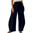 thumbnail image 2 of IYYVV Womens Balloon Pants Wide Leg Barrel Pants Baggy Trousers Elastic Waist Casual Lounge Travel Pants with Pockets Navy XL, 2 of 6