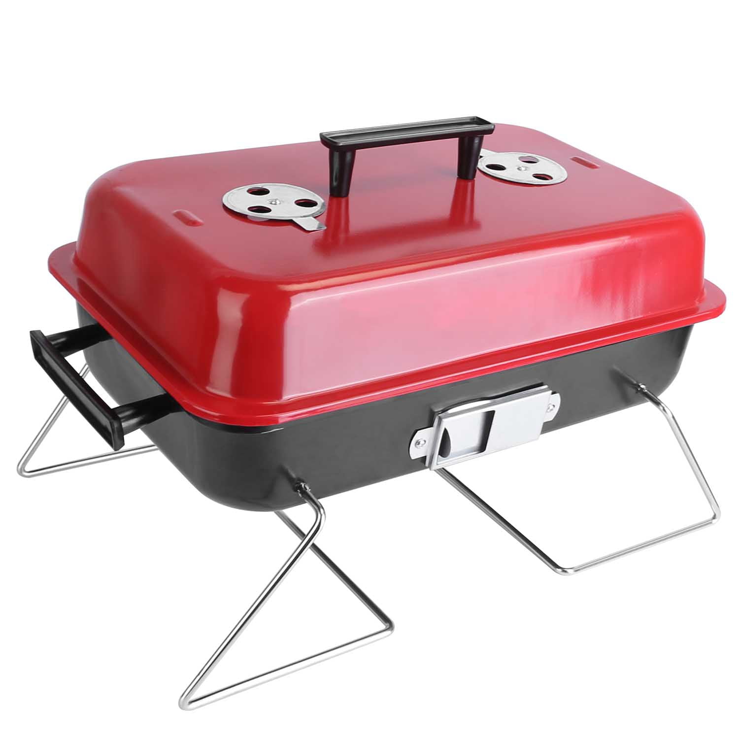 Portable Charcoal Grill with Lid,Folding Cooking Small Table Top BBQ Iron Grill