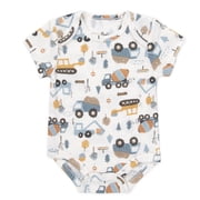 Baby Essentials Baby Boy 5 Piece Bodysuit Set, Cotton Blend Rompers with Matching Hat and Socks, Baby Outfit Gift, (6 months,Dads Little Dude Blue Multi)