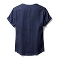 thumbnail image 6 of Men's Casual Shirts Short Sleeve V-Neck Solid Color Button-up Pullover Shirts Men's Casual Loose Leisure Breathable Tops, 6 of 8