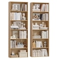 thumbnail image 6 of Homfa 6 Tier Tall Bookshelf and Bookcase, 2PC Wooden Bookcase Display Shelf for Living Room Home Office Library Storage, Nature, 6 of 8