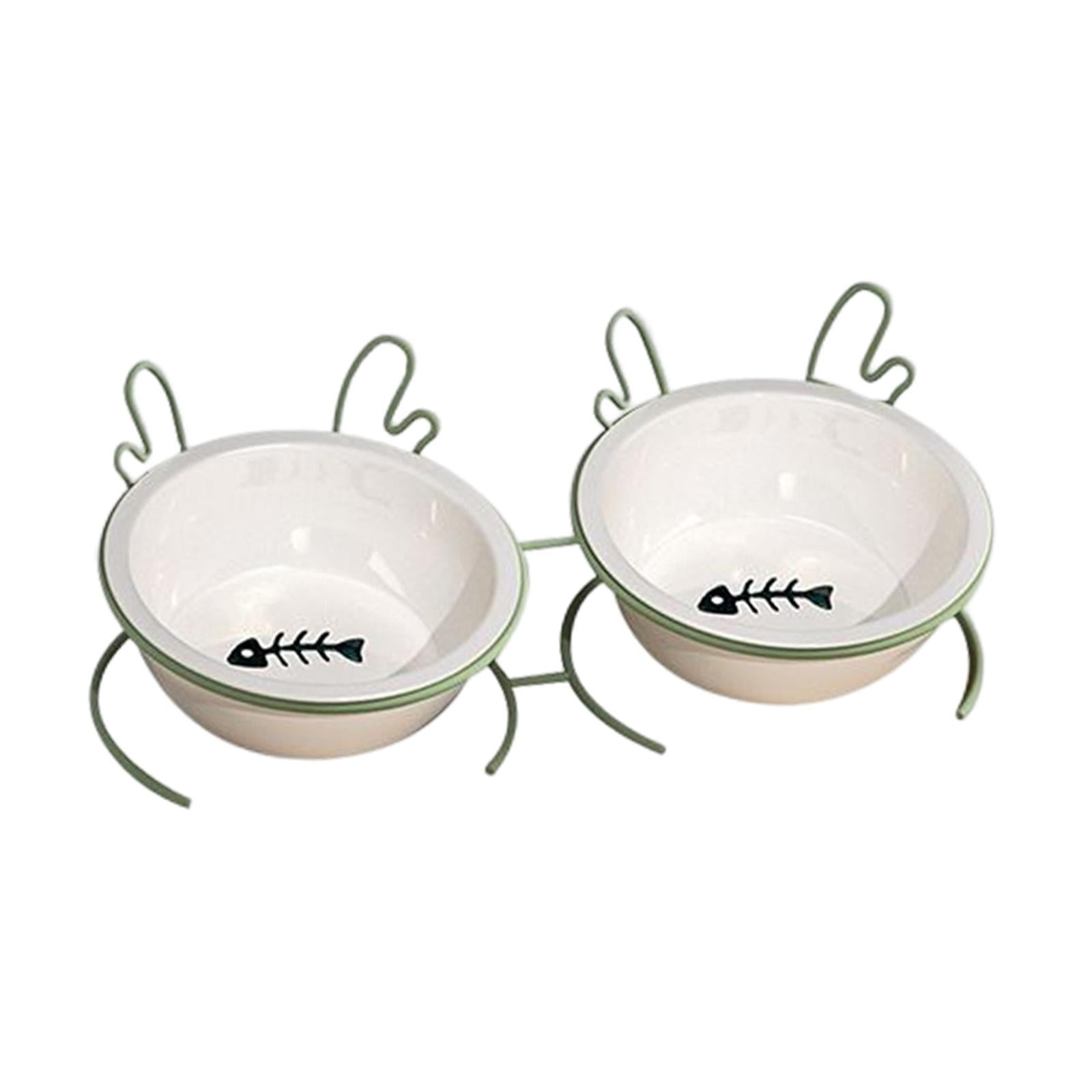 Raised Cat Bowl, Tilted Elevated Cat Bowl Pets Supplies Food Container Elevated Tilted Elevated Cat Food Bowl Pet Food Bowl for Cats Dogs Double Bowl
