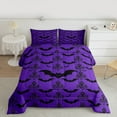 thumbnail image 2 of Manfei Halloween Bat Full Size Comforter Sets,Vintage Antique Damask Bedding Comforter Set,Purple Black Bedding Sets For Children,Microfiber Bedroom Decor Reversible,3 Pieces, 2 of 8