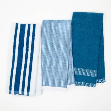 

Arkwright Premium Weave Yarn Dyed Kitchen Towel Set (6 Pack) Cotton 16x26 Blue and White