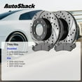 thumbnail image 3 of AutoShack Front Vented & Rear Solid Drilled & Slotted E-Coated Brake Rotors + Premium Ceramic Pads 12-PC Brake Kit Replacement for 2017-2019 Kia Soul 2019-2022 Kia Forte ShadowGuard, 3 of 5