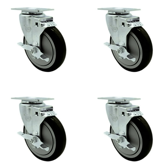 Cambro 60007 Dish Caddies Utility Truck Caster with Brake Replacement Set-SCC