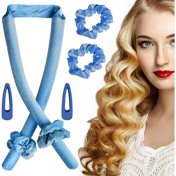 Rizador de pelo sin calor (azul), rizadores de pelo sin calor Rodillo de pelo sin calor de terciopelo Varilla para rizar sin calor Diadema Rodillo de pelo sin calor Rizador Rizador Cabello suave para dormir JM