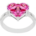 thumbnail image 3 of Precious Stars R07701R-C12-07 Precious Stars Silvertone Pink Heart-Cut Cubic Zirconia Sweetheart Ring, 3 of 3