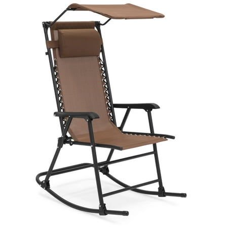 Best Choice Products Outdoor Folding Zero Gravity Rocking Chair w/ Attachable Sunshade Canopy, Headrest - (Best Price Rocking Chair)