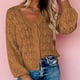 thumbnail image 3 of Suéter de ganchillo calado con cuello en V cárdigan básico para mujer traje diario de estilo informal, 3 of 6