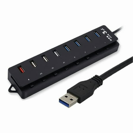 8 Port USB 3.0 2.0 Hub Multi USB Port Hub with Individual Switches Light