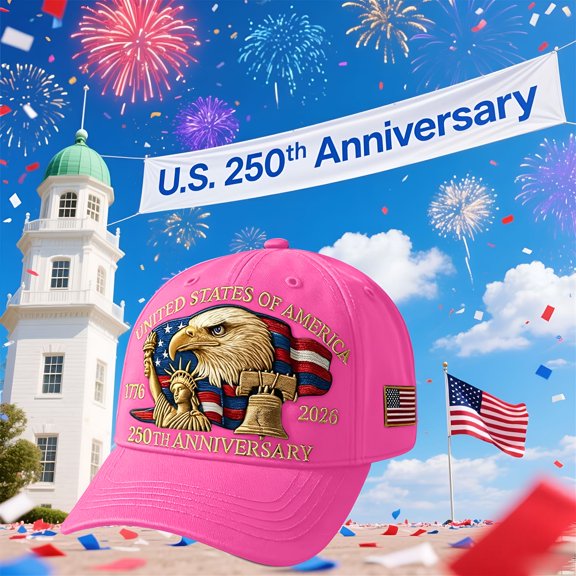 TELOLY 250th Anniversary Cap – United States 250th Anniversary Hat, Adjustable Bald Eagle Printed Patriotic Baseball Cap for Men Women Multi (Hot Pink)