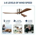 thumbnail image 3 of 52-Inch Ceiling Fan with Light Remote Control, Quiet Reversible DC Motor, 6 Speeds, 3 Blades, Indoor Outdoor Ceiling Fan for Bedroom, Living Room, Patio (Stain Nickel + Walnut ), 3 of 9