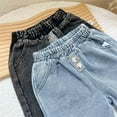 thumbnail image 6 of LOVZFMLL Boys Girls Jeans Comfy Solid Relaxed Fit Pants Casual Ankle Length Denim Pants Elastic Waist with Pockets Newborn Boys Girls Clothes 0-3 Months, 6 of 6