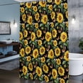 thumbnail image 6 of Flowers Flowers Shower Curtain, Green Leaf Bee Butterfly Black Background Waterproof Shower Curtain Set with 12 Hooks Lightweight Bath Curtains Fabric Bathroom Decor 72x72 Inches, 6 of 9