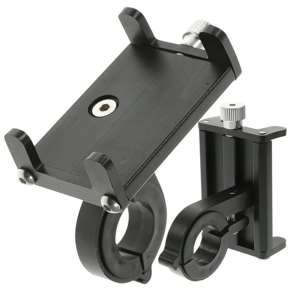 Practical Aluminium Alloy Bike Phone Mount Mobile Phone Holder Handlebar Fixed Navigation Anti-sild Bracket for 5 to 10CM Phone (Black)
