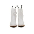 thumbnail image 2 of Premium PU Leather Wooden Heel Long Chelsea Boots (White, 6), 2 of 4