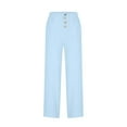 thumbnail image 4 of Aloohaidyvio Pants with Pockets,Women Casual Solid High Waist Loose Pocket Straight Buttons Long Pants, 4 of 5