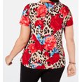 thumbnail image 2 of INC International Concepts Womens Plus Size Strappy V Neck Top,Leopard Tapestr,1X, 2 of 3