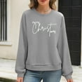 thumbnail image 5 of Lcziwo Women Christmas Waffle Sweatshirt Cute Graphic Print Oversized Tops Casual Trendy Long Sleeve Shirts Crew Neck Fall Winter Outfits 2025 Gray,L, 5 of 6