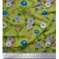 thumbnail image 1 of Soimoi Crepe Silk Fabric Leaves & Carnation Floral Print Fabric by The Yard 42 Inch Wide, 1 of 3
