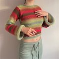 thumbnail image 4 of Femmes Pull Crop Top Y2k Tricot Crochet Pull-Over Manches Longues, 4 of 6