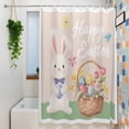 thumbnail image 3 of Happy Easter Shower Curtain Set, Waterproof Shower Curtains for Bathroom, Cute Bunny Colorful Eggs Spring Flowers Green Washable Fabric Bath Curtain for Bathtub Decoration with Hooks 72x78 Inches, 3 of 9