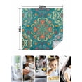 thumbnail image 4 of Green Boho Cloth Napkins Set of 4 Reusable Dinner Napkins, Shabby Vintage Ethnic Abstract Floral Art Cocktail Napkin Washable Table Napkins for Wedding/Holiday Party/Baby Shower 20"x20", 4 of 7