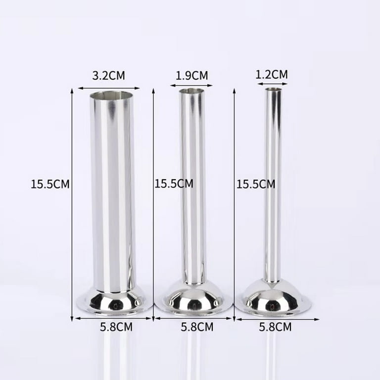 Mudder 3 Pieces Sausage Stuffer Tubes Stainless Steel Grinder Stuffer Tubes  for Size 5 Meat Grinder Food Grinder, 3 Sizes