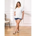 thumbnail image 2 of DARING DIVA Women's Plus Babydoll Tops V Neck Casual Loose Fit Blouses 1X White, 2 of 6