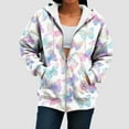 thumbnail image 6 of GEWSEY Women's Zip Up Graphic Hoodies Long Sleeve Fall Oversized Sweatshirts Ladies Hoodies Zip Y2K Outfits (Light Pink, M), 6 of 7