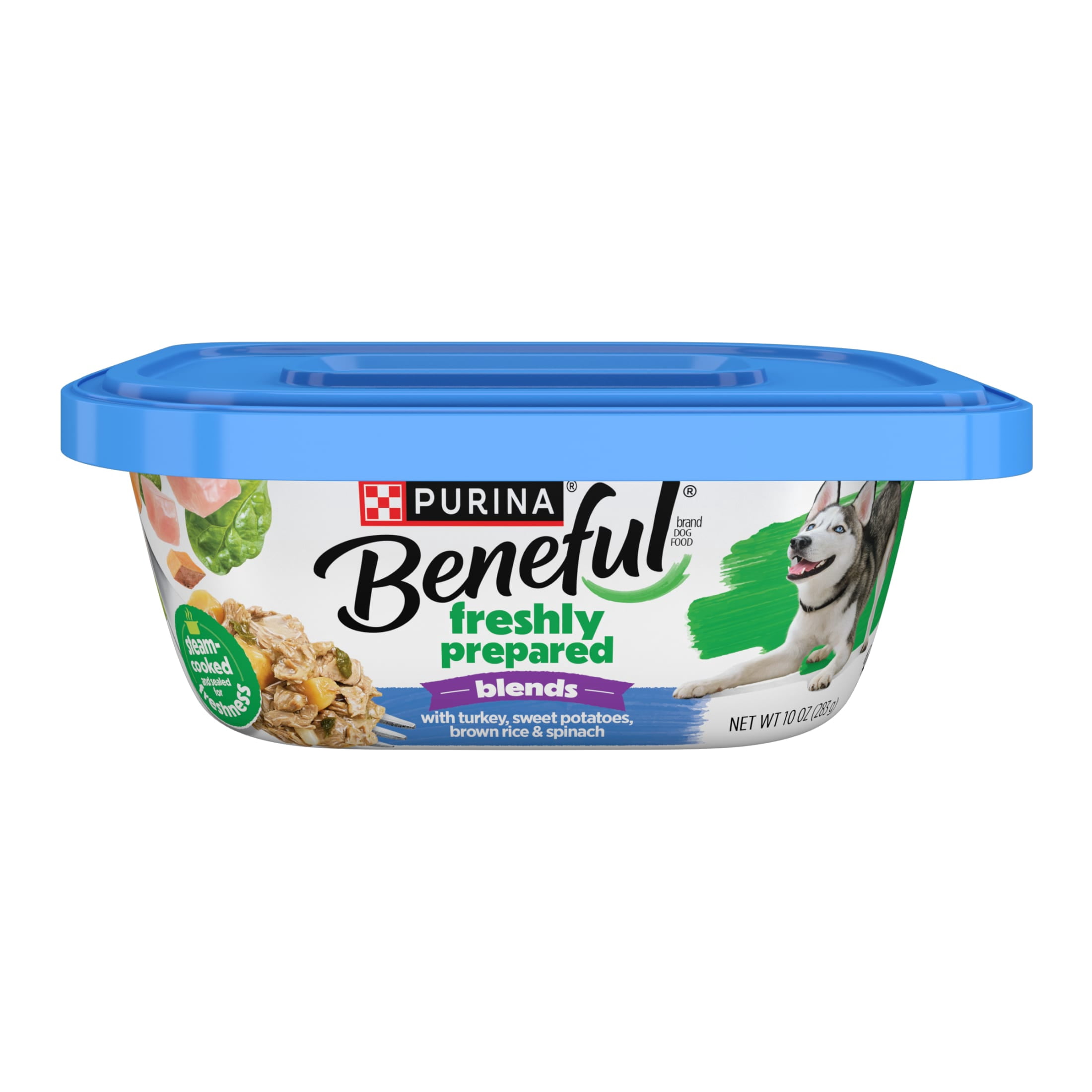 (6 pack) Purina Beneful Freshly Prepared Blends Wet Dog Food with Turkey, Sweet Potatoes, Brown Rice and Spinach, 10 oz Tub