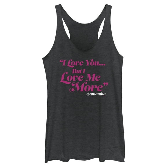 Women's Sex and the City Samantha Love You But Love Me More Racerback Tank Top Black Heather 2X Large