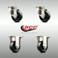 thumbnail image 2 of 3.5 Inch 316SS Soft Rubber Wheel Swivel Top Plate Caster Set 2 Rigid SCC, 2 of 2