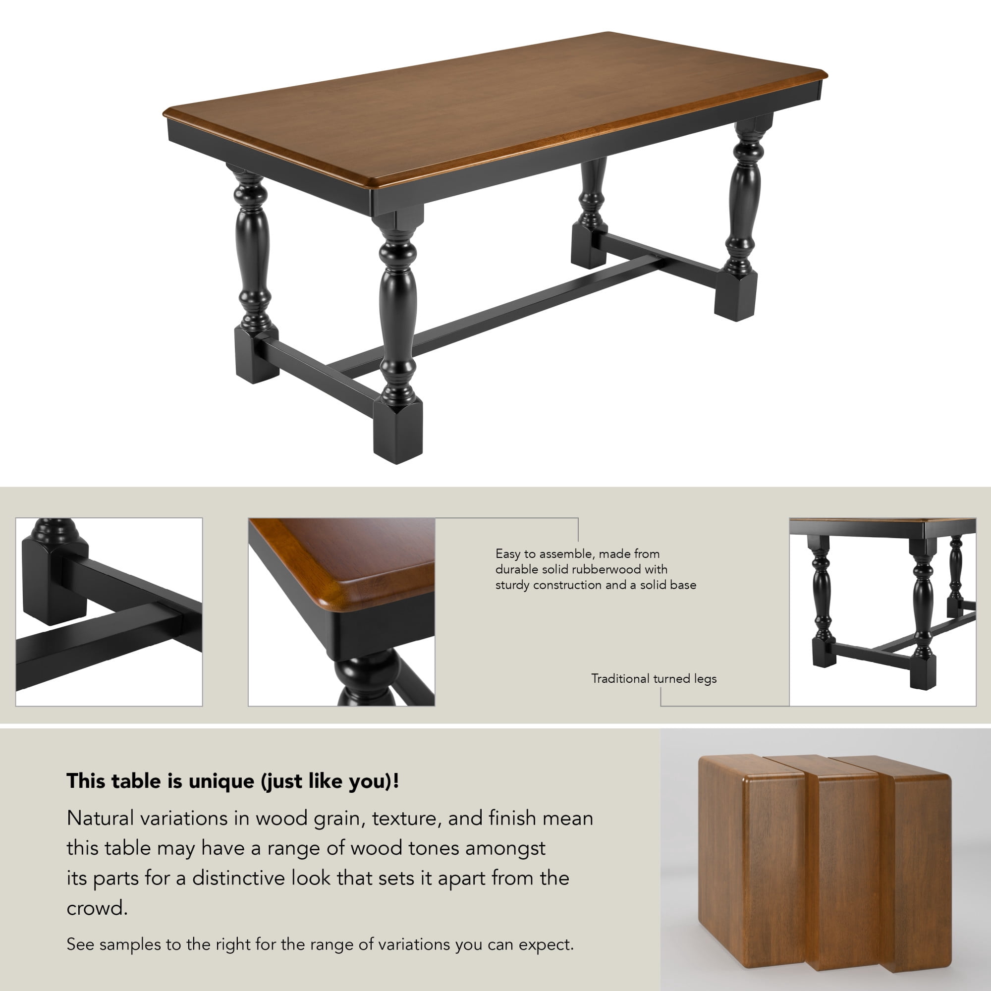 Bush Furniture Sterling 67W Squire Trestle Dining Table in Burnished Medium Brown and Black