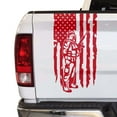 thumbnail image 1 of Soldier Enlisted Man Veteran Retired U.S. Army USAF USMC Distressed American USA US Flag Truck Tailgate Vinyl Decal Fits Most Pickup Trucks Military Sticker (11" x 20", Red), 1 of 8